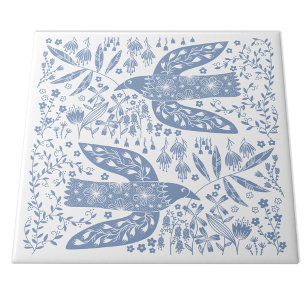 Peace Doves Blue and White Tile