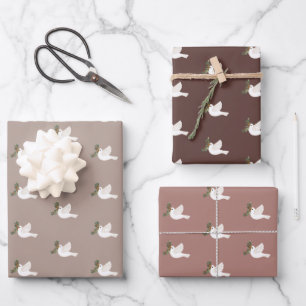 Peace Doves Flying Birds Christmas Holidays CUSTOM Wrapping Paper Sheet