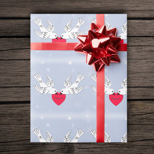 Peace Doves Heart Snowflakes Birds Wrapping Paper