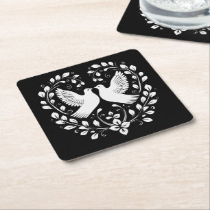 Peace Doves Square Paper Coaster