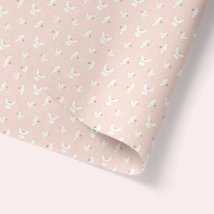 Peace Doves. White over pink. Mistletoe Christmas Tissue Paper