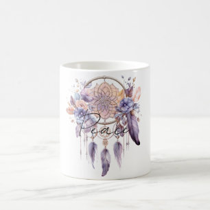 Peace Dream Catcher Purple Feathers Coffee Mug