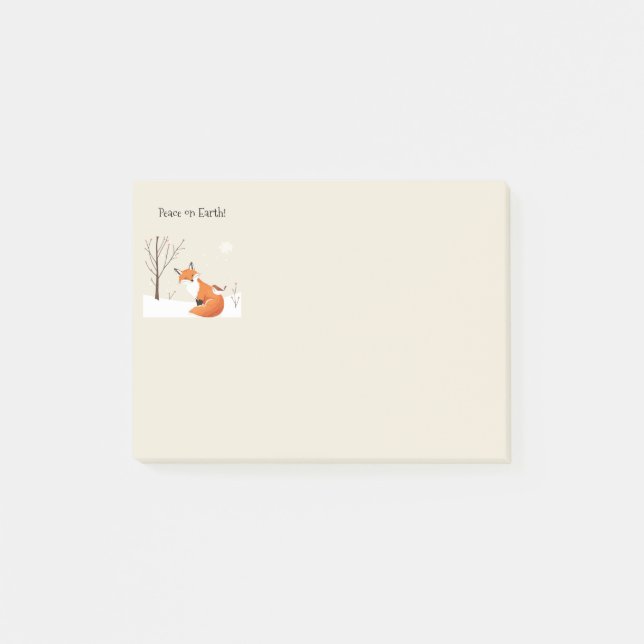  Peace Earth Minimalist Fox Bird Animal Post-it Notes (Front)