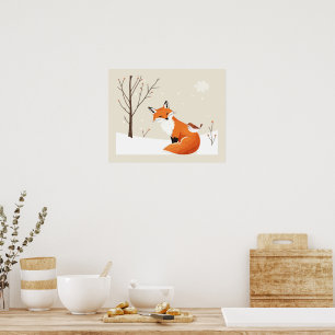 Peace Earth Minimalist Fox Bird Animal Poster