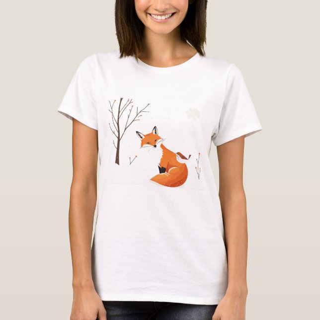  Peace Earth Minimalist Fox Bird Animal T-Shirt (Front)