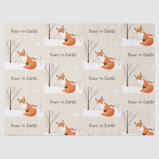  Peace Earth Minimalist Fox Bird Animal Tissue Paper (Front)