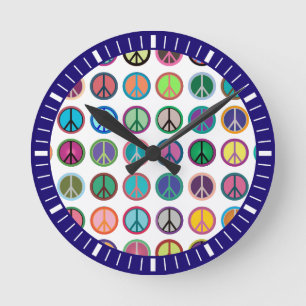 Peace & Eco Symbols Round Clock
