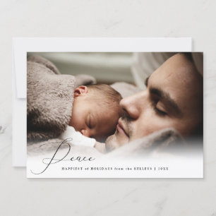 Peace Elegant Script Personalised Photo Holiday Card