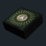 Peace Energy Spiral Jewellery Gift Box<br><div class="desc">Peace Energy Sprial Lacquered Gift Box | Peace sign symbol on green and gold spiral design pattern art made into a wonderful wooden lacquered gift box to keep trinkets, jewellery or anything special. Choose from two sizes and choice of 4 colour lacquered finishes Like my designs & Art? I would...</div>