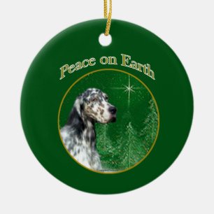 Peace English Setter Ceramic Tree Decoration