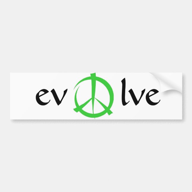 peace, evolve bumper sticker (Front)