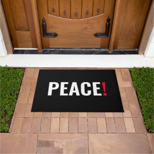 Peace exclamation point black white red anti war doormat