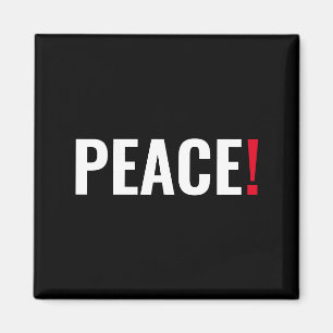 Peace exclamation point black white red anti war magnet