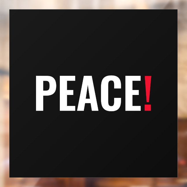 Peace exclamation point black white red anti war window cling (Sheet 2)