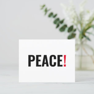 Peace exclamation point white black red anti war postcard