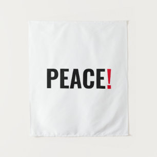 Peace exclamation point white black red anti war tapestry