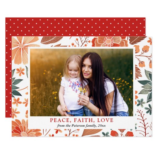 Peace Faith Love Seasonal Greeting Family Photo Card