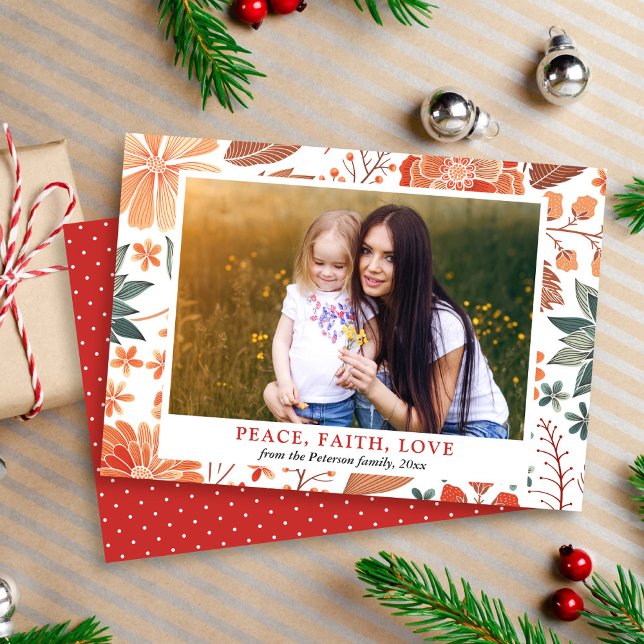 Peace Faith Love Seasonal Greeting Family Photo Invitation (Creator Uploaded)