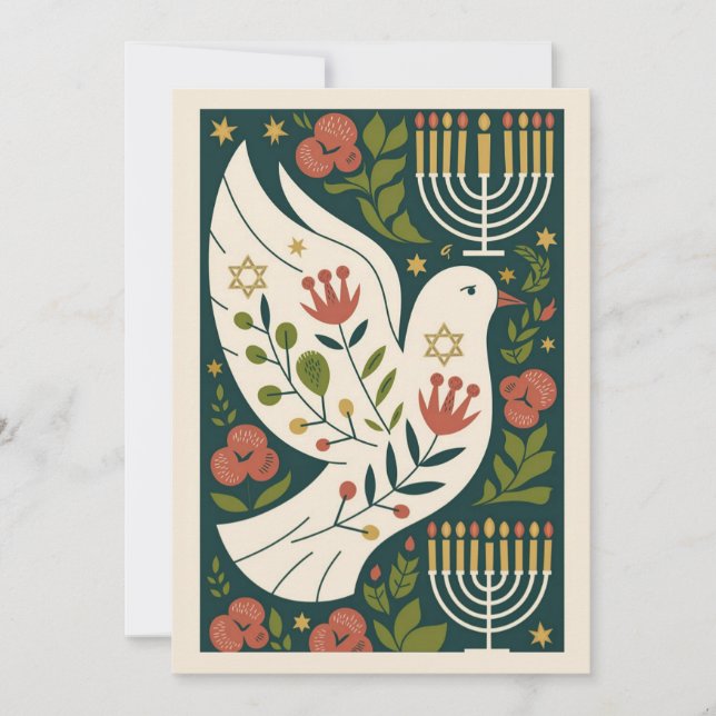 Peace Family love light Custom Elegant Hanukkah Holiday Card (Front)