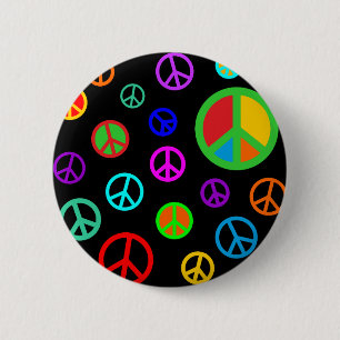 PEACE - Flat pattern multicolored + your backgr. 6 Cm Round Badge