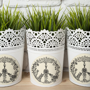 Peace Floral Drawing Cute Boho Hippie Flowers Art Classic Round Sticker