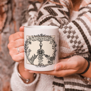 Peace Floral Drawing Cute Boho Hippie Flowers Art Coffee Mug