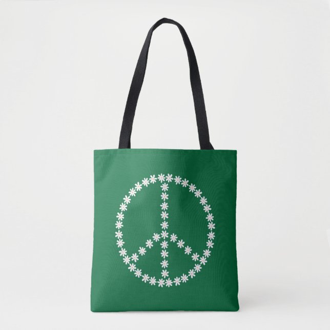 Peace Floral Tote Bag (Front)