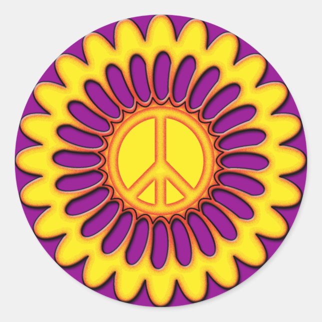 PEACE FLOWER CLASSIC ROUND STICKER (Front)
