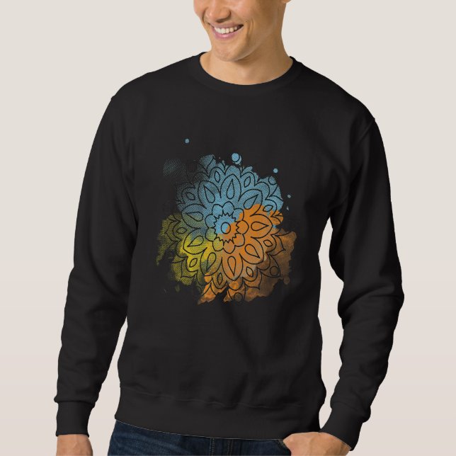 Peace Flower Colourful Mandala Floral Pattern Whit Sweatshirt (Front)