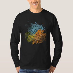 Peace Flower Colourful Mandala Floral Pattern Whit T-Shirt