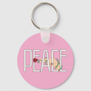 Peace Flower Hand Minimalist Quote Art Key Ring