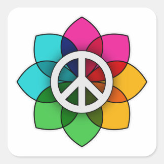 Peace Flower Square Sticker