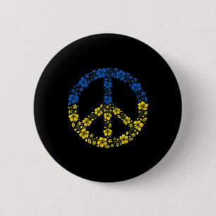 Peace Flower Ukraine I Stand With Ukraine Flag 6 Cm Round Badge