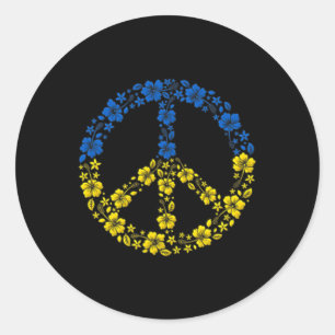 Peace Flower Ukraine I Stand With Ukraine Flag Classic Round Sticker