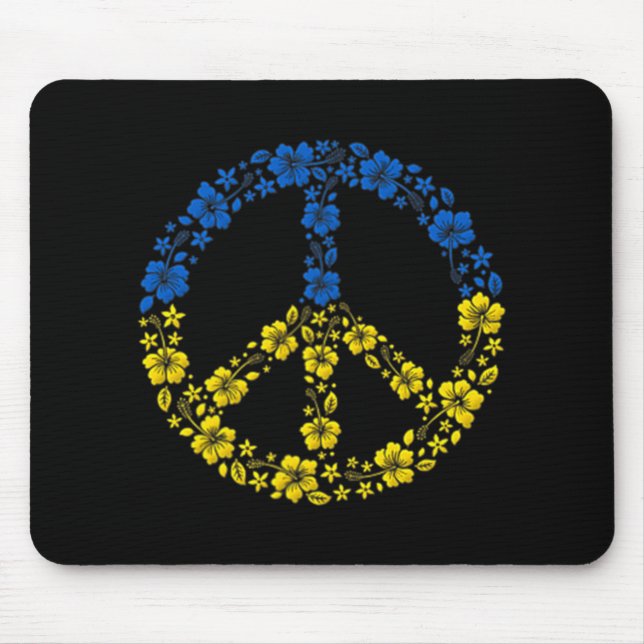 Peace Flower Ukraine  I Stand With Ukraine Flag  Mouse Mat (Front)