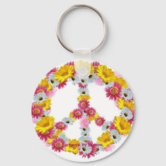 peace flowers, artwork by darlene key ring