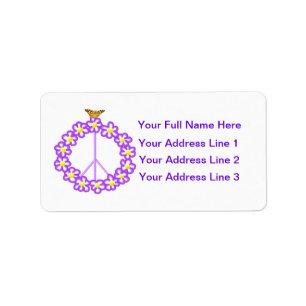 Peace Flowers Butterfly Address Label