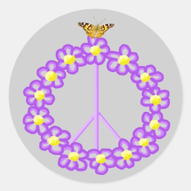 Peace Flowers Butterfly Sticker (Front)
