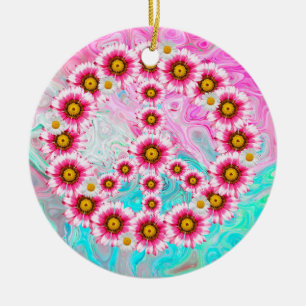 Peace flowers porcelain ornament