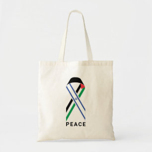 Peace for Israel and Palestine flag ribbon Tote Bag