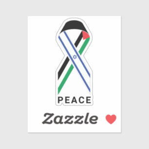Peace for Israel and Palestine flag ribbon white