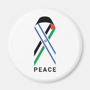Peace for Israel and Palestine flag ribbon white Magnet
