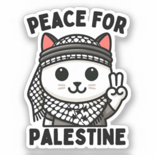 Peace For Palestine Cute Cat Peace Sign