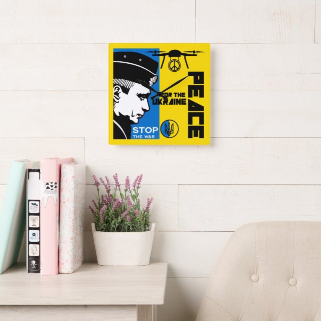 Peace For The Ukraine Square Wall Clock (Reading Room)