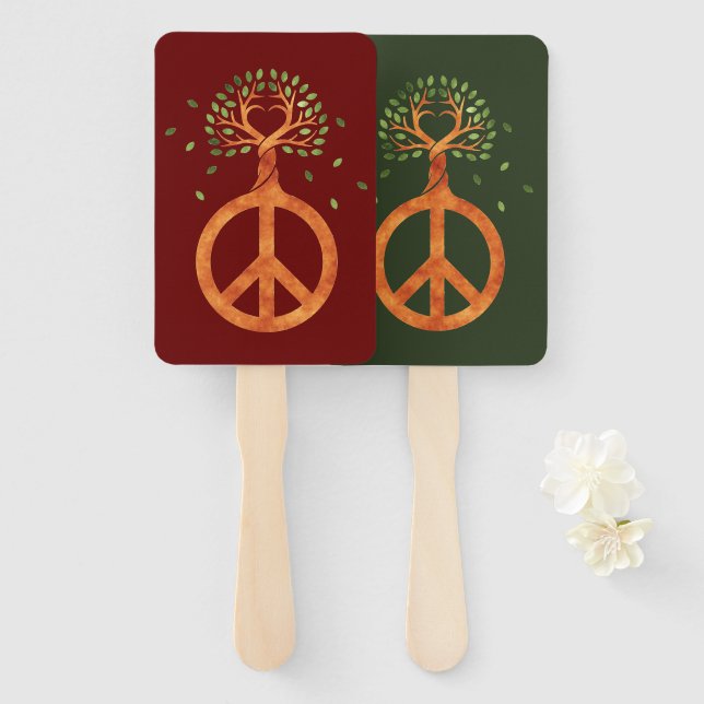 Peace For Trees - Flower Power Heart 1 Hand Fan (Front and Back)