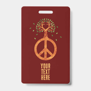 Peace For Trees - Flower Power Heart 1 ID Badge