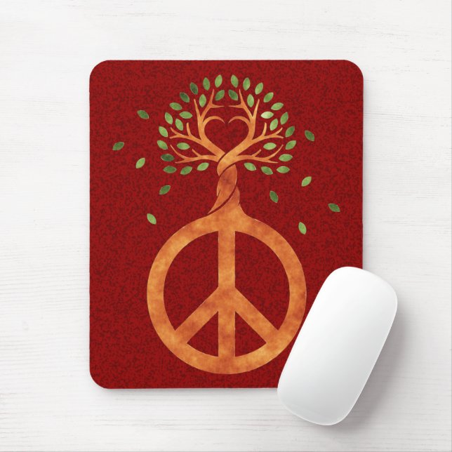 Peace For Trees - Flower Power Heart 1 Mouse Mat (With Mouse)