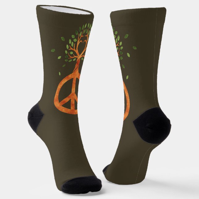 Peace For Trees - Flower Power Heart 1 Socks (Angled)