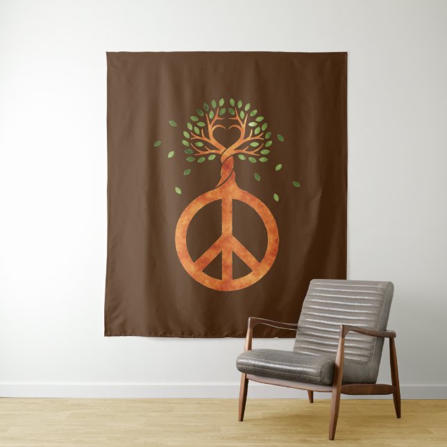 Peace For Trees - Flower Power Heart 1 Tapestry (In Situ)