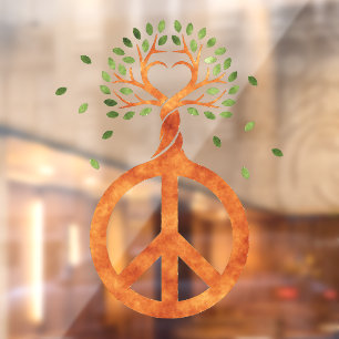 Peace For Trees - Flower Power Heart 1 Window Cling